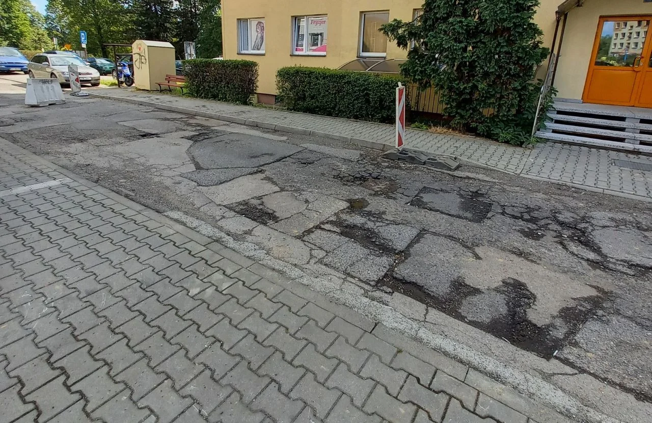 Nawierzchnia ulicy Kamiennej w Cieszynie przed modernizacją